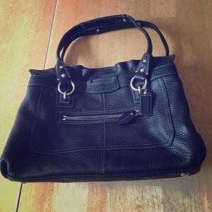 Coach black pebble leather hand bag Penelope